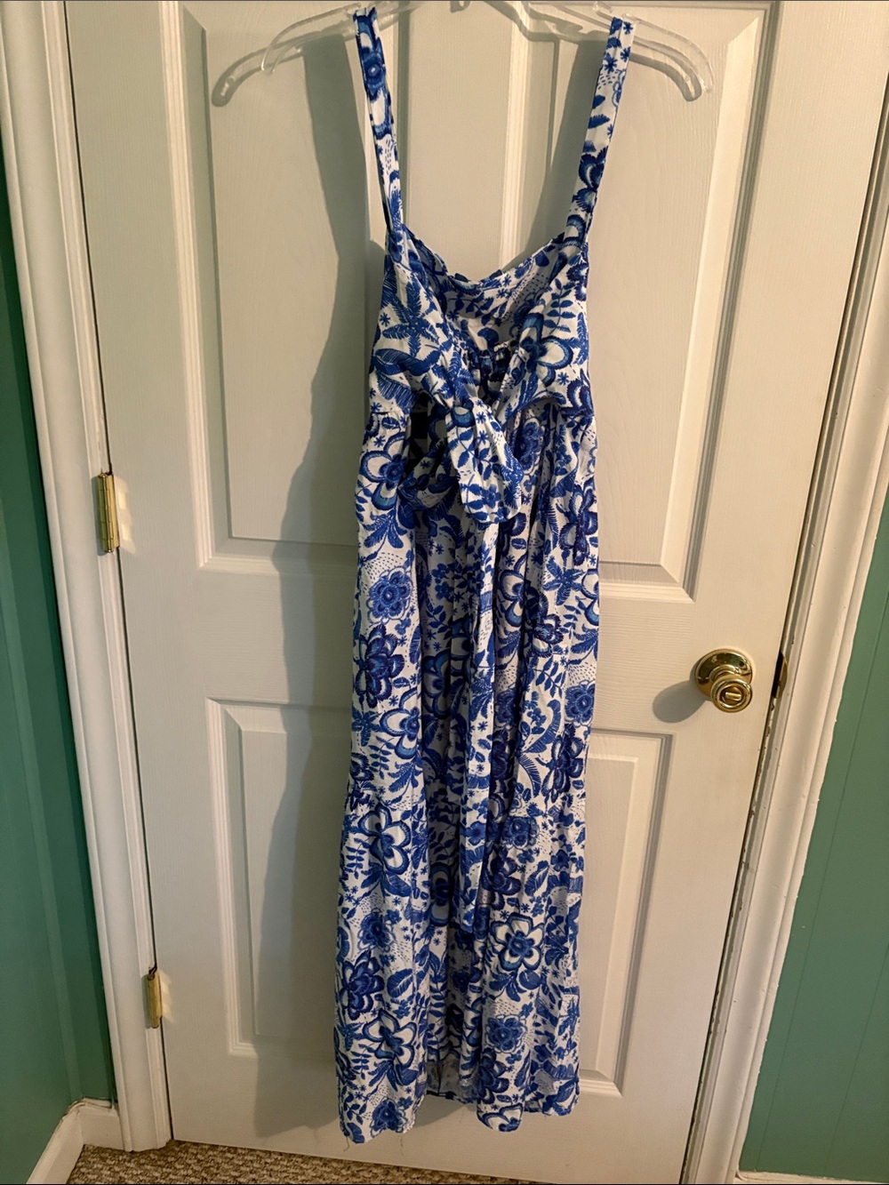 TCEC Blue and White Floral Maxi Dress with Spaghetti Straps - Picture 3 of 3